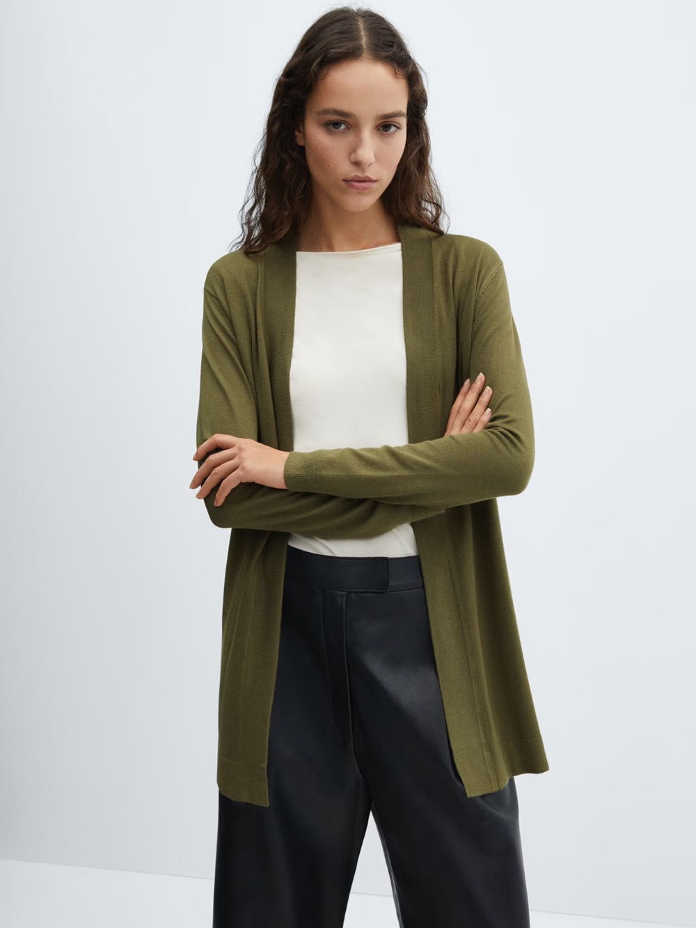 Mango Green fine knit cardigan NWT